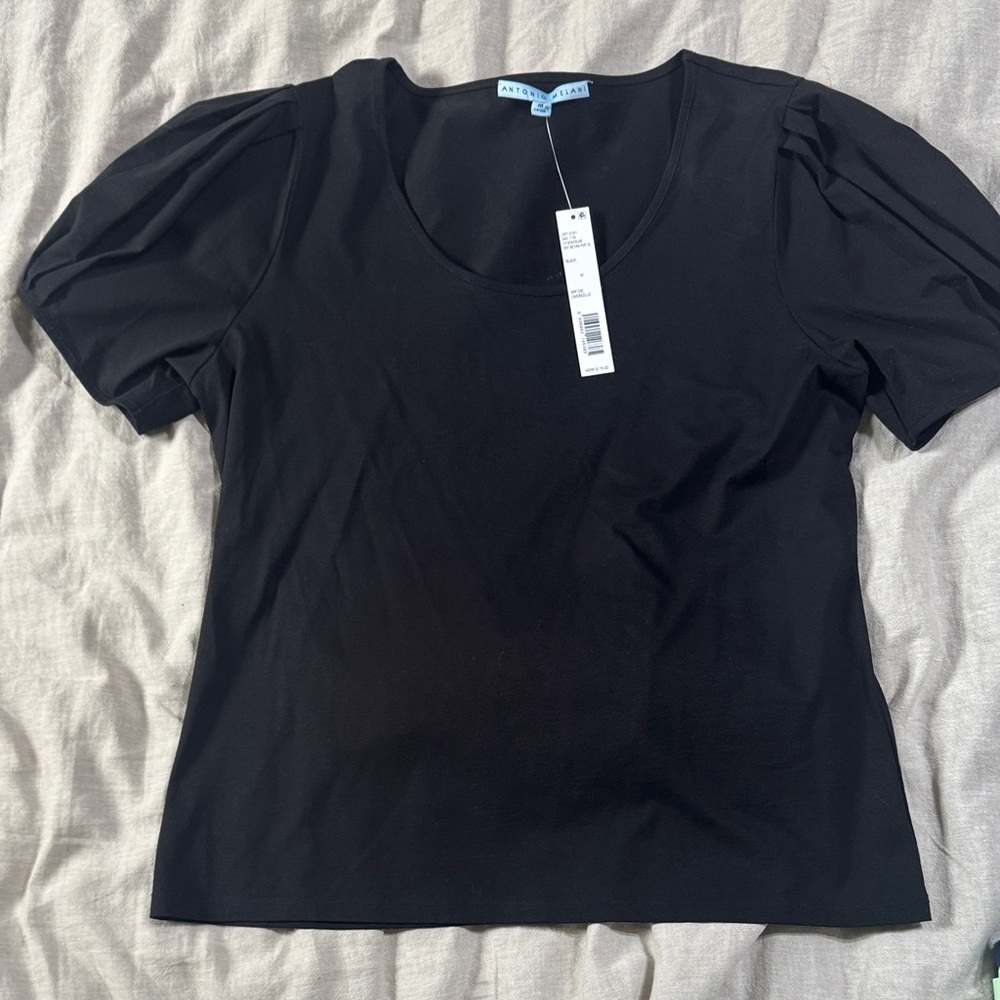 ANTONIO MELANI Black Puff Sleeve Blouse